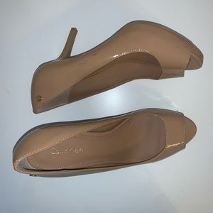 Calvin Klein Peep-toe 3 In. Heels, Tan , Size 7
